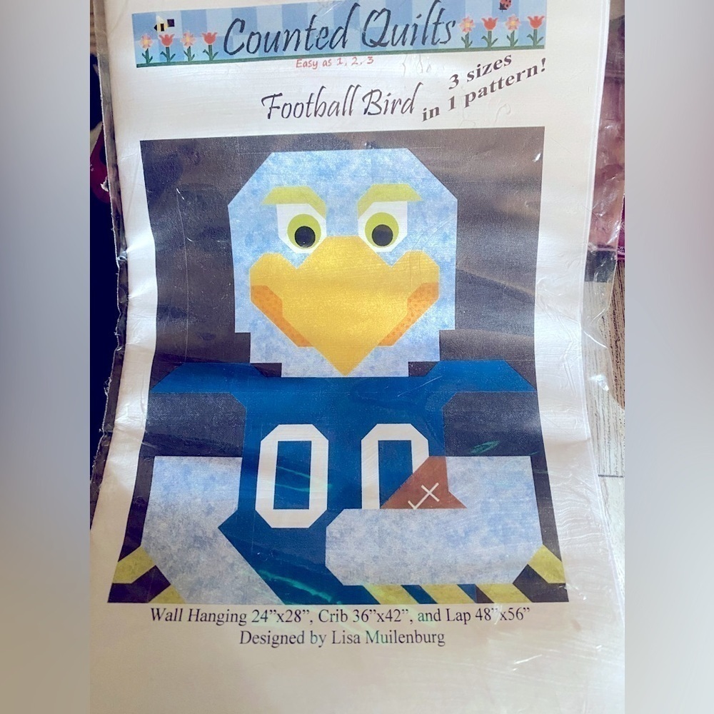 NWOT Counted Quilts Football Bird 3 sizes in 1 pattern by Lisa Muilenburg 2014